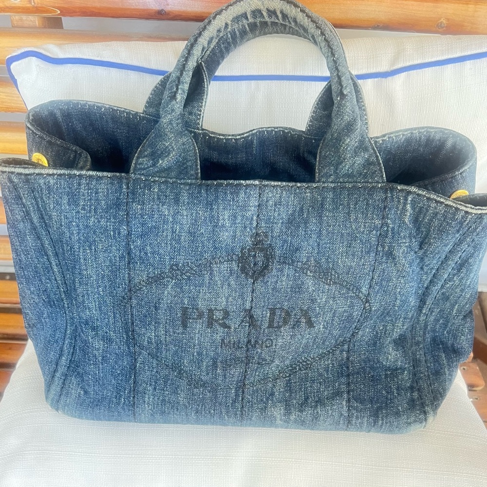 Prada Dark Blue Denim Briefcase